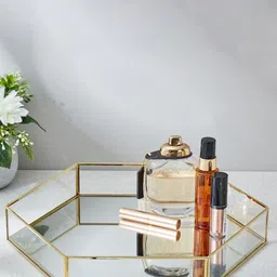 Home Centre Gold-Toned & Transparent Orion Tribeca Glass Hexagonal Storage Tray-picture-30