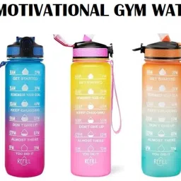 Multi Color Motivational Gym Water Bottle With Time Marker , Leakproof 1000 ml Water Bottle-78