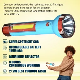 jy-super New 2 in 1 1703 LED Torch – Rechargeable, Portable & Long Battery Life Torch image 4