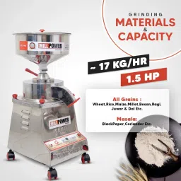 mill power ISO Flour Mill Machine Price, SINCE1983 EXPORT QUALITY FLOUR MILL FOR ALL GRAINS SS1.5E - STONE TABLE TOP SS FLOUR MILL MACHINE PRICE Flourmill image 2