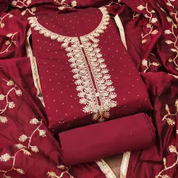 Unstitched Chanderi Salwar Suit Material Embroidered-picture-6