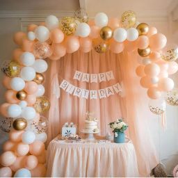 Special You Peach & White Theme Birthday Decoration Kit For Girls-78 Pcs-picture-9