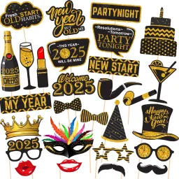 New Year Photo Booth Props 2022 28pcs| New Year Photo Props for New Year Decorations 2022 | New Year Photo Booth Props 2022 for Happy New Year Decorations 2022 | New Years Party Supplies 2022 Photo Booth Board Photo Booth Board-image-13