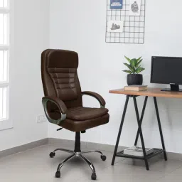 cellbell Renato Leatherette Executive Chair in Brown Colour-picture-29