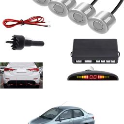 4Silver Parking Sensor With LED Display Increased Safety For Car-60 Universal 4 Silver Reverse Parking Sensor With LED Display For Cars-60 Parking Sensor-image-67