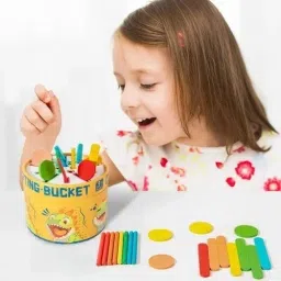 little mind 3 in 1 Color Sorting Bucket for Kids Enhance Shape Recognition Bucket 3+ image 3