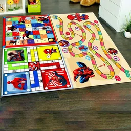 MUREN Kids Printed 3 In 1 Snake & Ladder-Ludo-Town Floor Play Mat-0