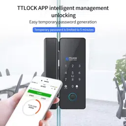 K190 Smart Bluetooth Fingerprint Glass Door Lock System Secure Biometric Access Controller With TTLock Mobile App, Passcode, RFID Card K190 Smart Bluetooth Fingerprint Glass Door Lock System Secure Biometric Access Controller With TTLock Mobile App, Passcode, RFID Card image 2