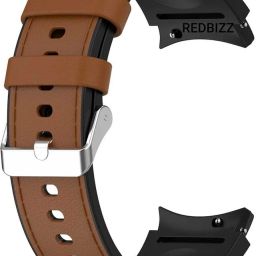 REDBIZZ Samsung Galaxy Watch 6/5/ 4 40mm 44mm,Genuine Leather with Silicone Replacement Bracelet Bands Strap for Galaxy Watch 5Pro/Watch 6 43mm 47mm/4 Classic42mm46mm[ WATCH NOT INCLUDED] Smart Watch Strap-14