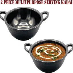 2 Pack of Classical Design Serving Kadai for all type of items Gravy Boat Serving Set-0