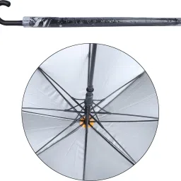 the clownfish Single Fold Auto Open J- shape Handle Waterproof Polyester 210 T Umbrella(Black) Umbrella image 3