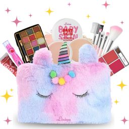 Kids Real Makeup Kit for Teens, Pre-teens & Girls with Unicorn Fur Bag - Real-19