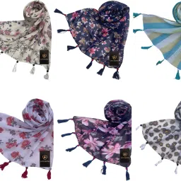 Printed Chiffon Women Multicolor Fancy Scarf, Scarf, Stole-image-43