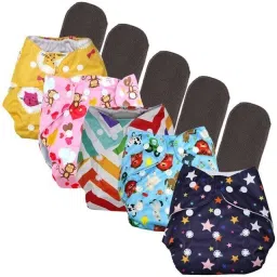 Baby Cloth Diaper Set Pocket Diaper Freesize Adjustable 0-24 months (Pack of 5)-image-25