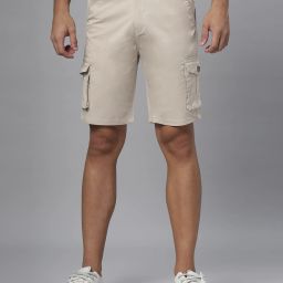Solid Men Beige Cargo Shorts-image-104