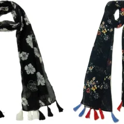 Printed Chiffon Women Multicolor Scarf, Stole, Fancy Scarf-image-97