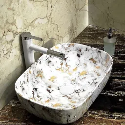 Premium Designer Ceramic Wash(M01) with Waste Pipe & Coupling Set (18*13*5)(M01) Table Top Basin-image-74
