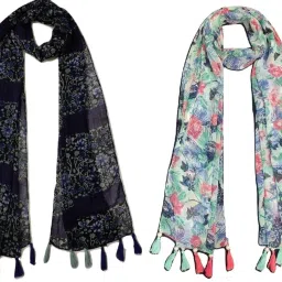 Printed Chiffon Women Multicolor Scarf, Stole, Fancy Scarf-image-14