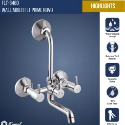kamal Wall Mixer FLT Prime Novo | Fully Brass | With Provision for overhead shower connection and 165mm bend pipe | Easy to use click fitting | 7 Years Warranty Mixer Faucet image 5