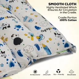 baybee 2 in 1 Cotton Baby Hanging Cradle with Mosquito Net & Spring for New Born Baby image 3