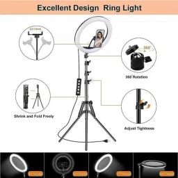 MOTOFLY 10" Selfie LED Light, Phn Holder, 7Ft Long Stand,360'5m long collar mic-kit Tripod Kit-29