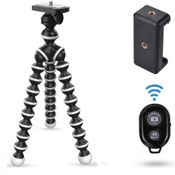 Ancestors 13 inch Flexible Gorillapod Tripod with Mobile Monopod Holder clip & Collar Mic,Selfie Remote for DSLR, Action Cameras, Gopro & Smartphones (COLLAR MIC 1.5 M | REMOTE |MOBILE HOLDER CLIP | GORILLA TRIPOD ) COMBO Tripod, Monopod-image-35