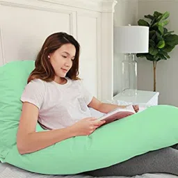 "Enjoy full-body comfort and support for a more peaceful pregnancy journey." Microfibre Solid Pregnancy Pillow Pack of 1-image-15
