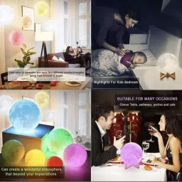 snowshell Moon Lamp, LED 7 Colors Moon Night Light Lamp, Remote & Touch Control Night Lamp image 2