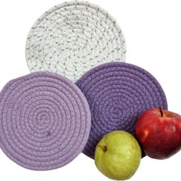 107 Purple Cotton 7 Inches Trivet Set for Dining Table & Kitchen Trivet-76