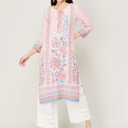 Melange by Lifestyle Tie-Up Neck Ethnic Motifs Printed Regular Kurta-picture-24