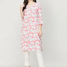 Melange by Lifestyle Women Pink Floral Printed Work Kurta-picture-45