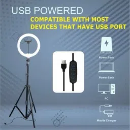 FIXTSON 10“ Ring light with 3 color modes with 7 ft tripod making you tube video Ring Flash image 3