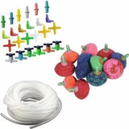 Soft Plastic Oxygen Pump -Air Bubble Stone , 10 M/4x6 Mm Air Tube with 12pcs Air Stone and Air Tube Outlet Multicolor Connector 24 Pcs Aquarium Tool-image-59