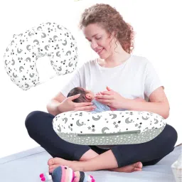 Star-Moon Portable 6 in 1 New Born Baby Feeding Pillow(Star-Moon Grey) Breastfeeding Pillow-image-43