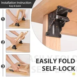 mmtsworld Self-Lock Folding Shelf Brackets Heavy Duty Metal Lock Extension Support Bracket 6.5 Cm Shelf Bracket image 3
