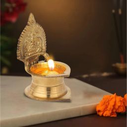 Kamakshi Akhand Diya Oil Deepam for Pooja and Diwali Brass Table Diya-image-5