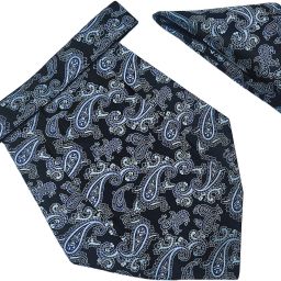 VOICI Men's Paisley Blue Color Pocket Square & Cravat-image-33
