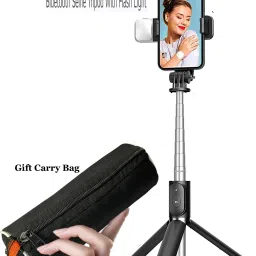 POZUB in mobile holder in Selfie Stick with Light BT Remote Tripod Stand+Carry Pouch Tripod, Tripod Kit, Tripod Clamp, Tripod Bracket, Tripod Ball Head, Monopod Kit, Monopod-19