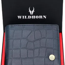 Men Blue Genuine Leather RFID Wallet - Mini-image-2