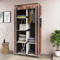 Printed Almirah Foldable closet for Clothes 6 Shelves , 1 Side Pocket (2001-2) PP Collapsible Wardrobe-image-6