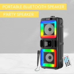 SACRO Pushpa(PORTABLE BLUETOOTH PARTY SPEAKER) 3D Sound With Karaoke Mic/RGB LightD89 40 W Bluetooth Party Speaker-image-43
