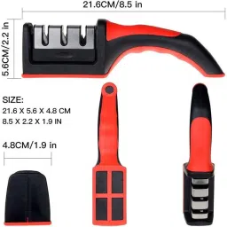 zuru bunch Professional Knife Sharpener Tool 3 Stages Sharpener with Handle Chef's Knives Knife Sharpening Steel image 3