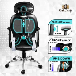 oakcraft Matrix Ergonomic with Height Adjustable Handrest and Locking Mechanism Mesh Office Adjustable Arm Chair image 5