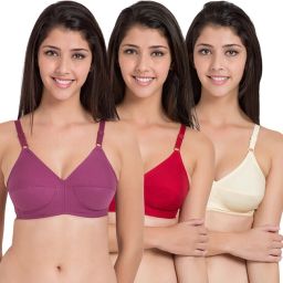Pack of 3 Women Full Coverage Non Padded Bra-image-2