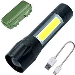 Grabitt Mini 2in1 USB Charging 3 Mode Zoomable Battery Torch Rechargeable Flash (Black) Flash-22