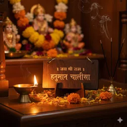 Hanuman Chalisa Wooden Frame for Home Temple, Office Desk Decorative Showpiece - 10 cm-image-85