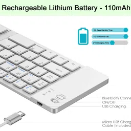 Zoook Palmpad, Wireless, Foldable x 2 / Rechargeable, with Dock Bluetooth Standard Multi-device Keyboard Compatible with Desktop, Laptop, Tablet, iPad, Mac stand support,multimedia_keys,PalmPad image 5
