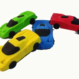 technochitra RACING CAR SHAPE MULTI COLOR ERASER , SET OF 4 BIRTHDAY RETURN GIFT Non-Toxic Eraser image 4