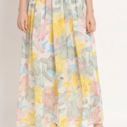 Women Floral Print Flared Multicolor Skirt-image-50