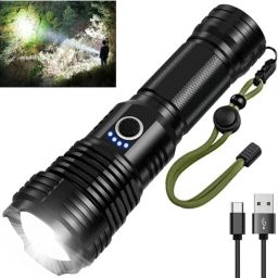 (ZOOMABLE METAL LED )5 Modes Flashlight, Super Bright 150W 10 Bakup Time Torch-26